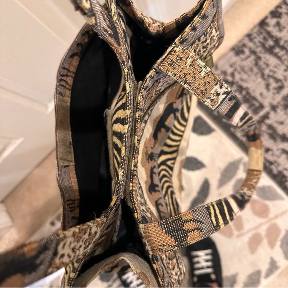 Tapestry Safari Purse / Tote Bag Animal Print Jade - Picture 9 of 11